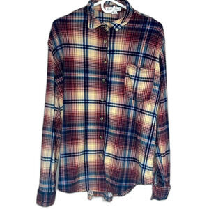 Birch and Stone Long Sleeved Plaid Flannel Button Down Shirt Size Large Country